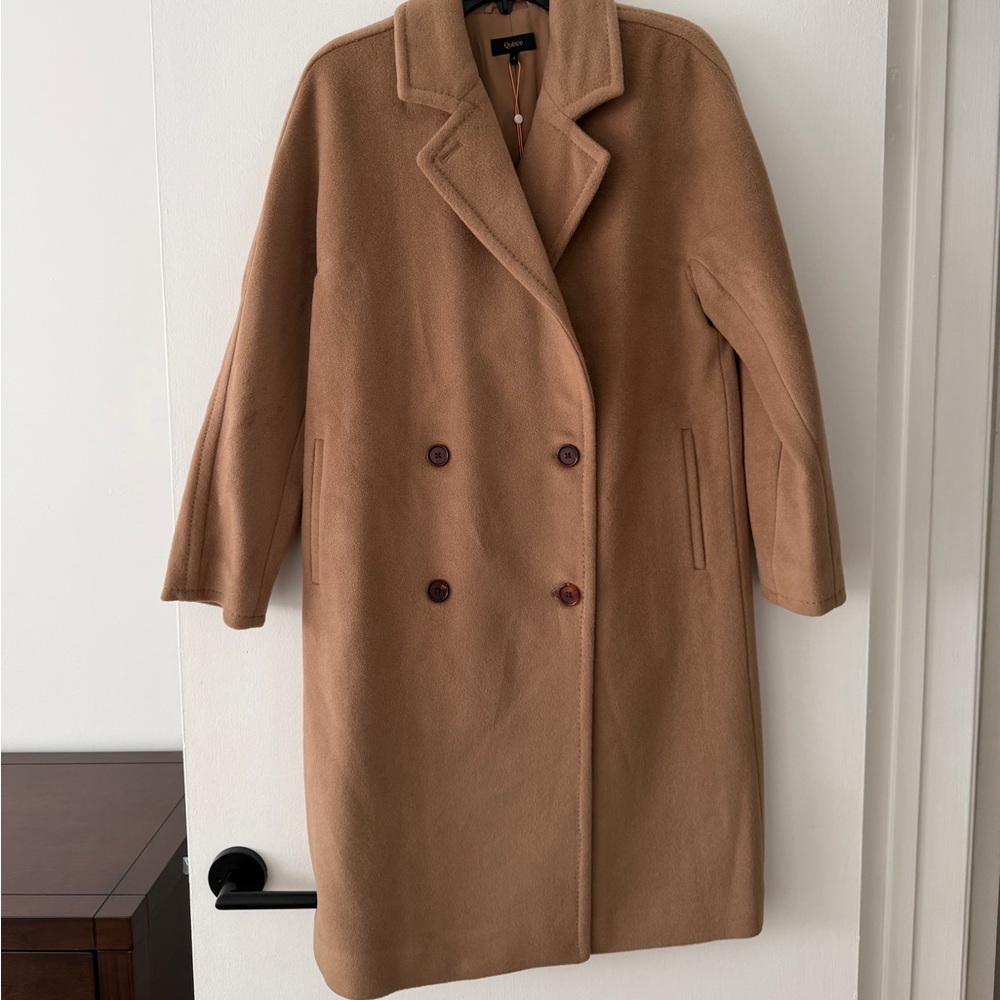 Quince Camel Double-Breasted Pea Coat